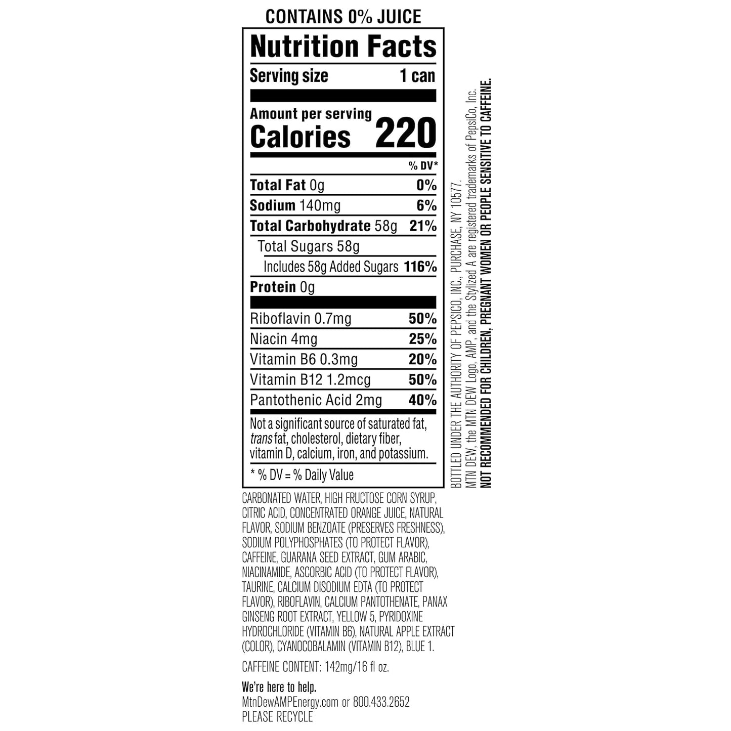 Mtn Dew AMP Energy, Original Flavor, Energy Drink with B Vitamins, 16 fl oz Cans (Pack of 12)