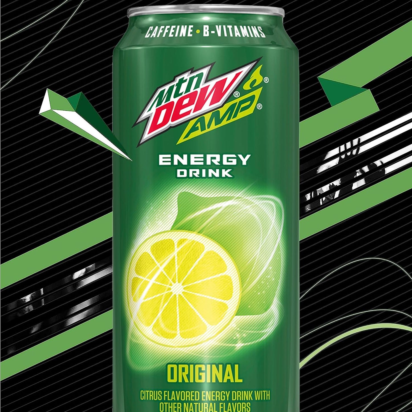 Mtn Dew AMP Energy, Original Flavor, Energy Drink with B Vitamins, 16 fl oz Cans (Pack of 12)