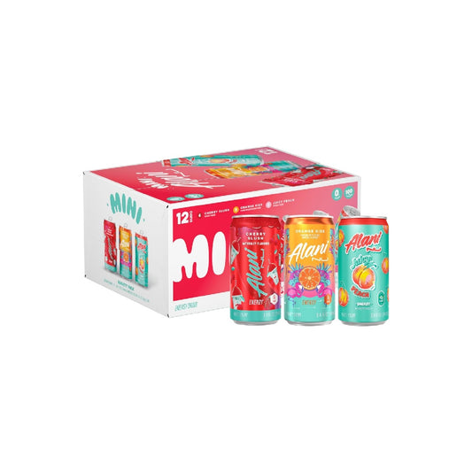 Alani Nu Variety Pack (Cherry Smoothie, Juicy Peach, Orange Kisses), Low-Calorie Energy Drink, 12 Cans