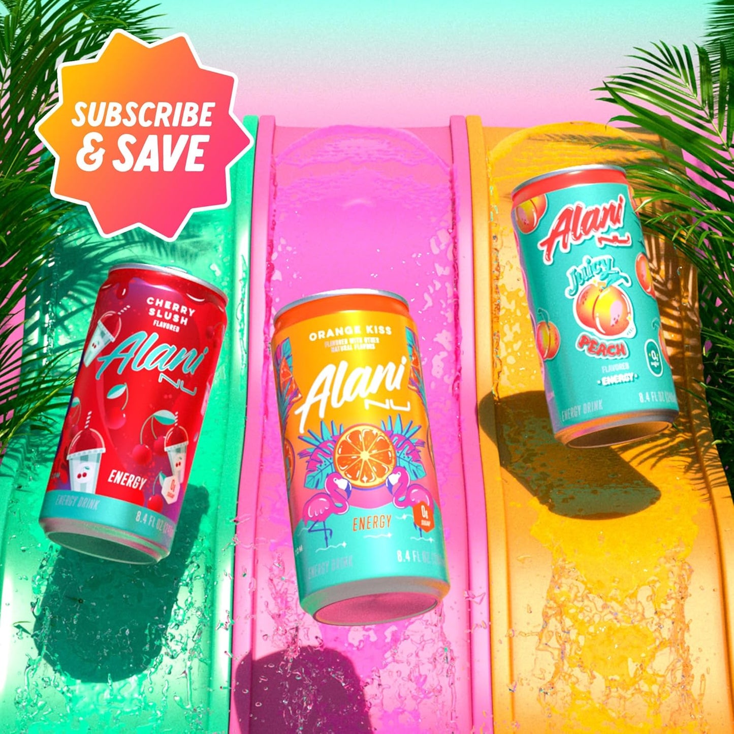 Alani Nu Variety Pack (Cherry Smoothie, Juicy Peach, Orange Kisses), Low-Calorie Energy Drink, 12 Cans