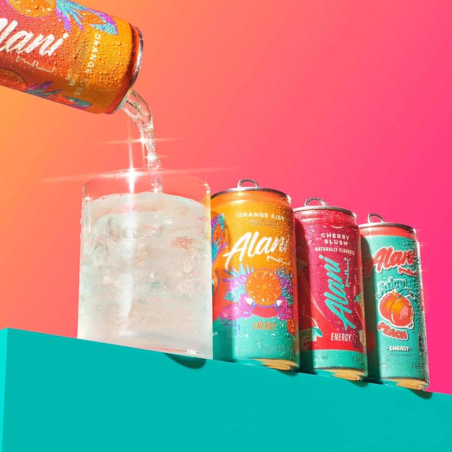 Alani Nu Variety Pack (Cherry Smoothie, Juicy Peach, Orange Kisses), Low-Calorie Energy Drink, 12 Cans