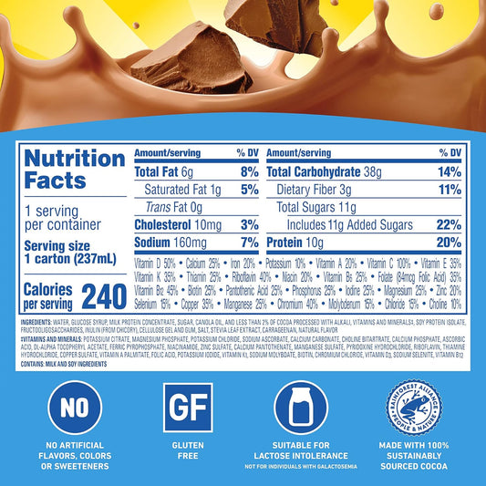 Carnation Breakfast Essentials Ready-to-Drink Fiber, Rich Milk Chocolate, 8 fl oz Carton (24 Packs)